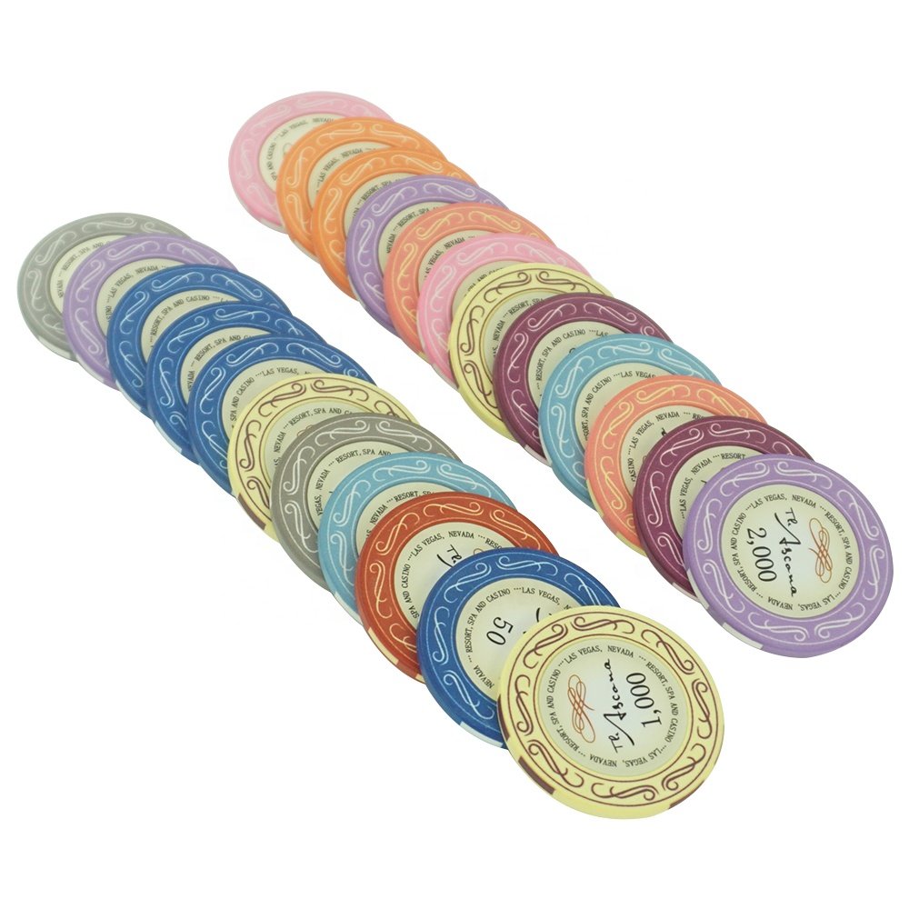 Free custom made ceramic poker chips with denmination stickers on 39mm 10g chips multi size can be customized for casino games
