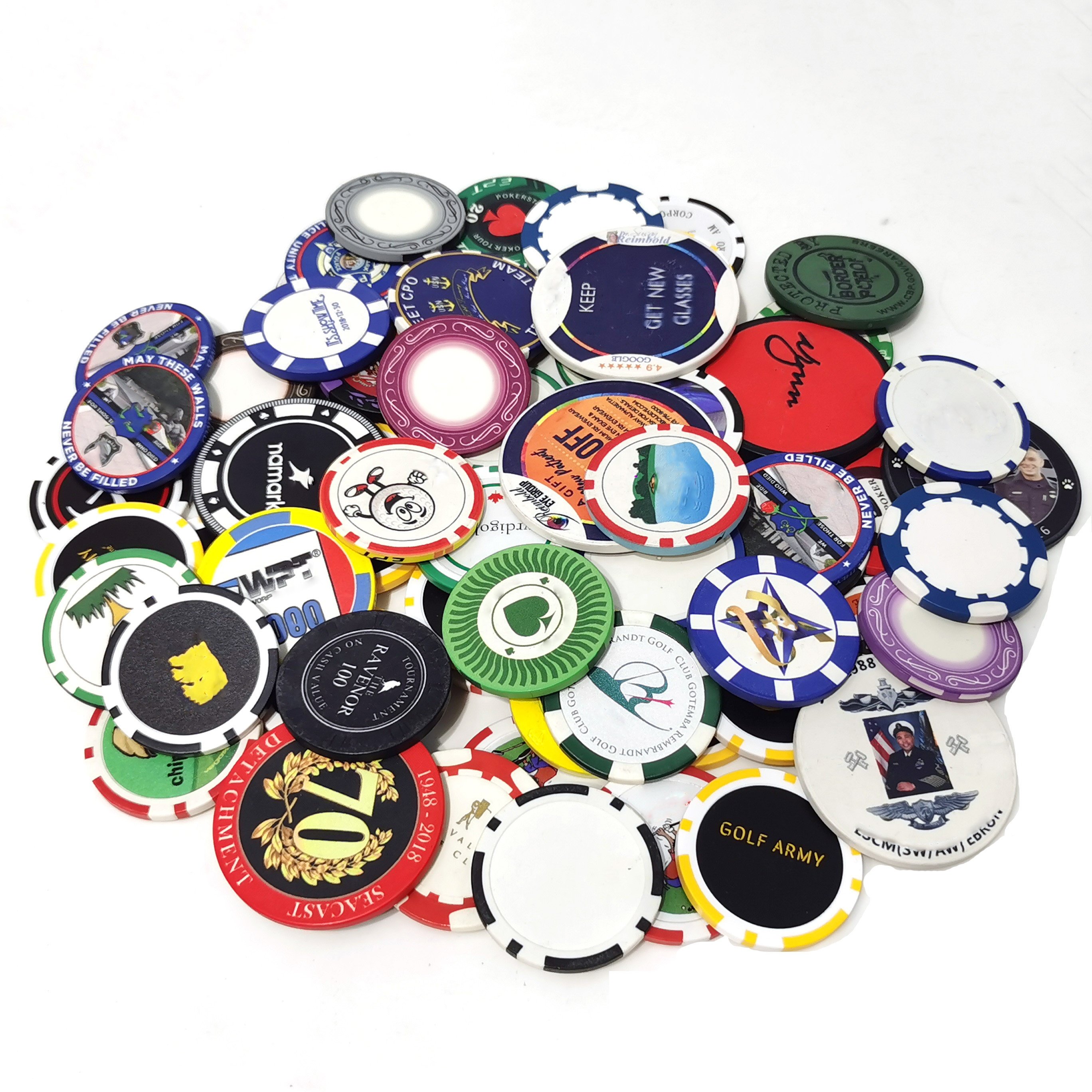 Custom Logo ABS Plastic 40mm Golf Poker Chip Ball Marker