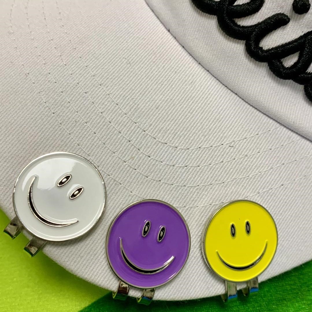 Manufacture Smile Face Golf Ball Marker Custom Logo Metal Golf Ball Markers Golf Divot Repair Tool Accessories