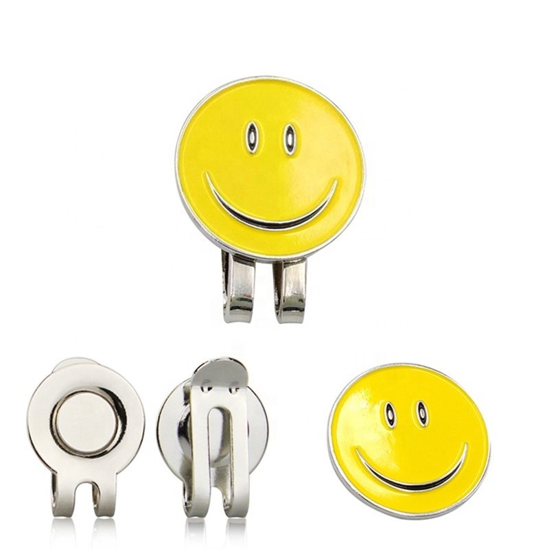 Manufacture Smile Face Golf Ball Marker Custom Logo Metal Golf Ball Markers Golf Divot Repair Tool Accessories
