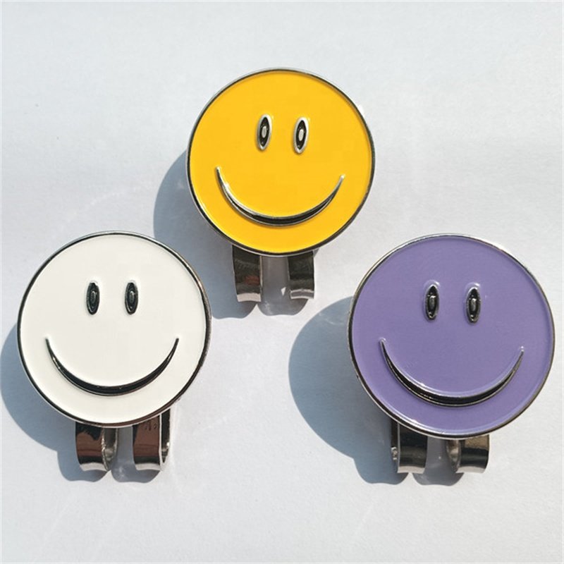 Manufacture Smile Face Golf Ball Marker Custom Logo Metal Golf Ball Markers Golf Divot Repair Tool Accessories