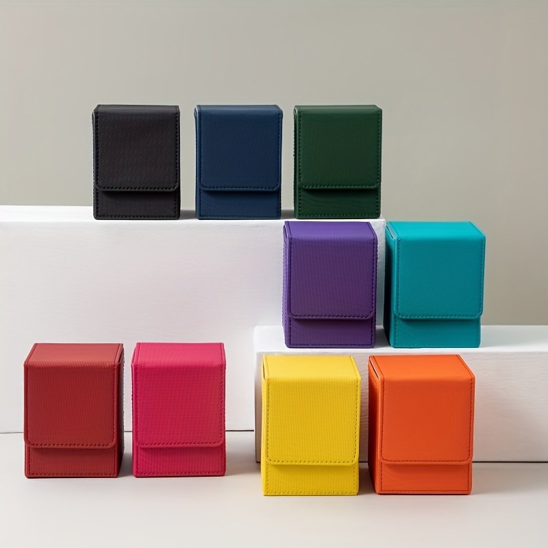 Card Deck Box For MTG, Large Horizontal Card Storage Box Fits 100+ Single Sleeved Cards, PU Faux Leather Commander Deck Box