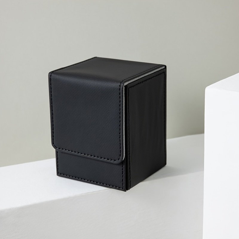 Card Deck Box For MTG, Large Horizontal Card Storage Box Fits 100+ Single Sleeved Cards, PU Faux Leather Commander Deck Box
