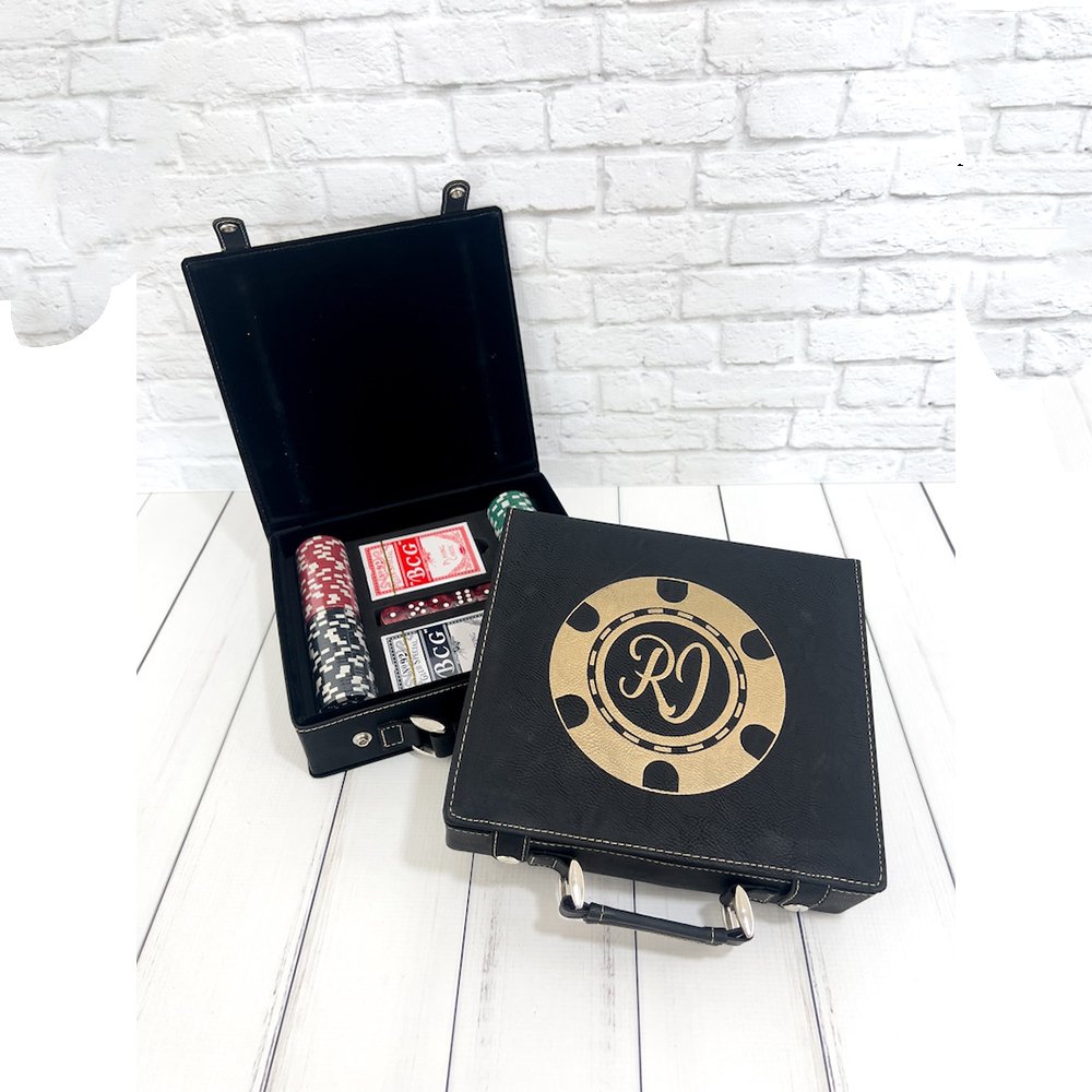 Personalized luxury leather Poker Box Chips box