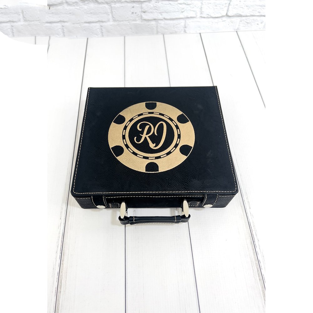 Personalized luxury leather Poker Box Chips box