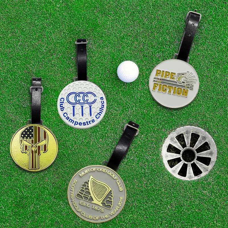 Custom metal golf bag tag with crystal Embossed golf luggage tag with leather strap