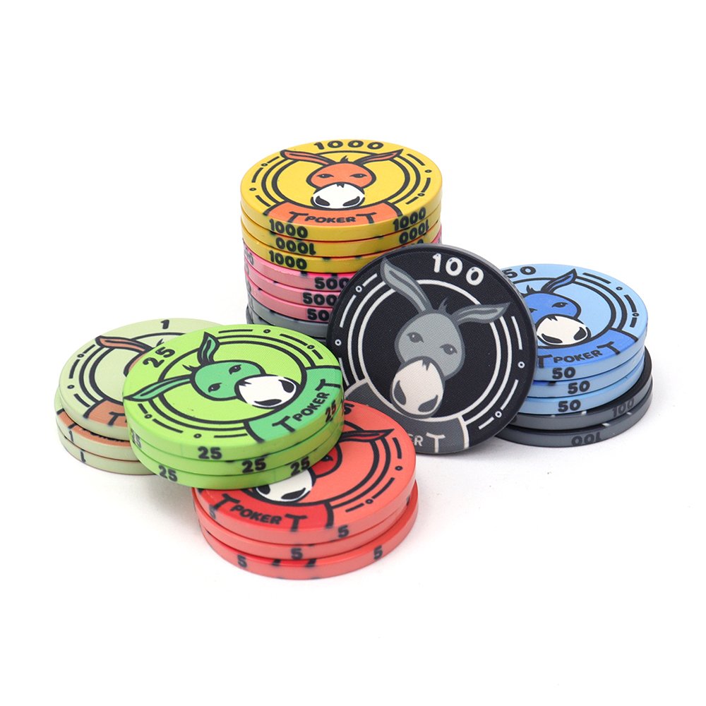 High quality premium 14g dekor ceramic poker chips 46mm Donkey animal design custom logo with des from factory for casino game