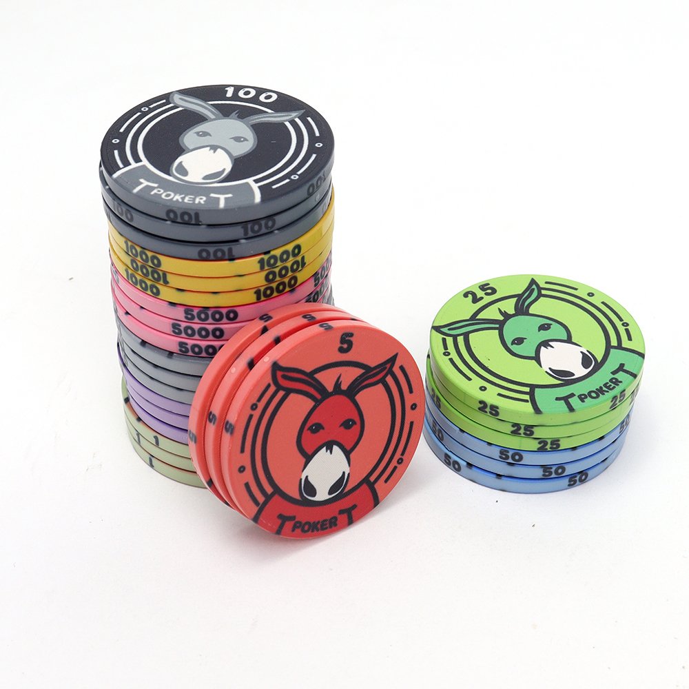 High quality premium 14g dekor ceramic poker chips 46mm Donkey animal design custom logo with des from factory for casino game