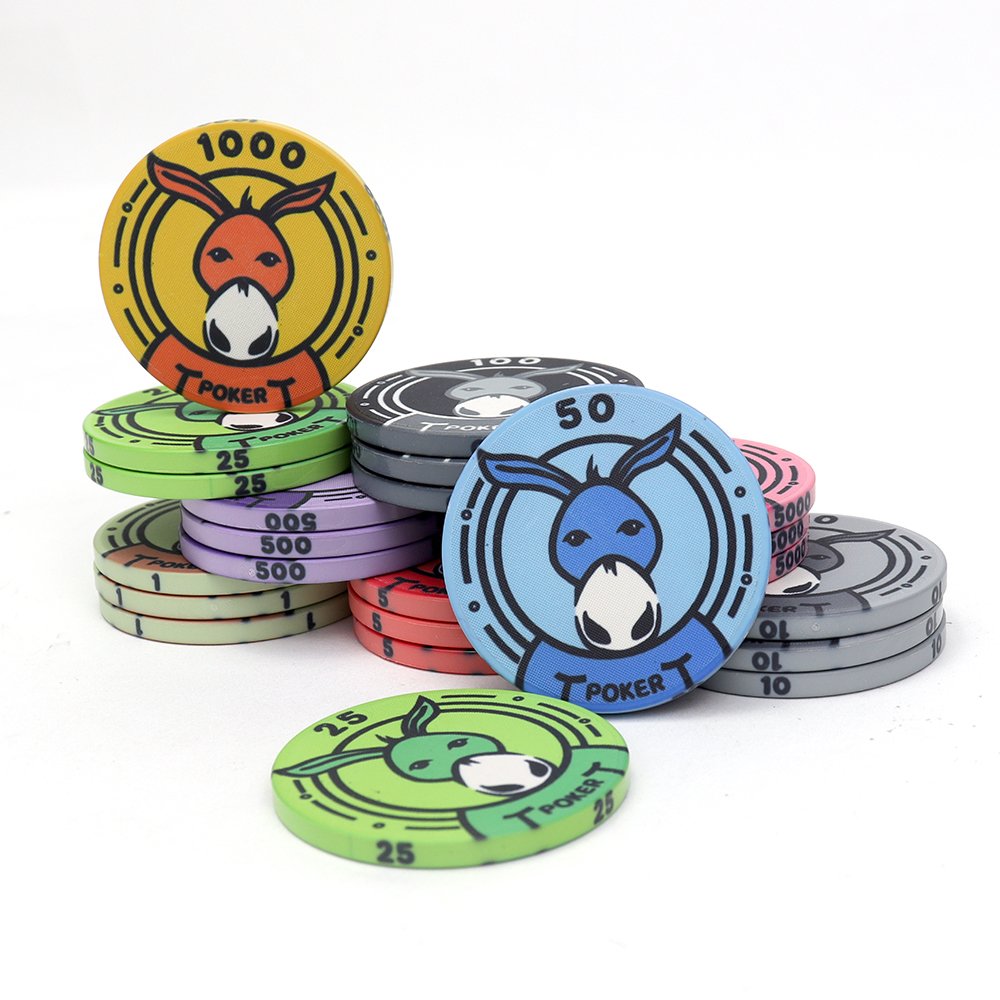 High quality premium 14g dekor ceramic poker chips 46mm Donkey animal design custom logo with des from factory for casino game