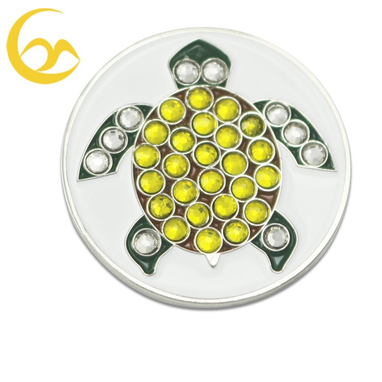 Custom crystal stones ball markers metal golf ball marker