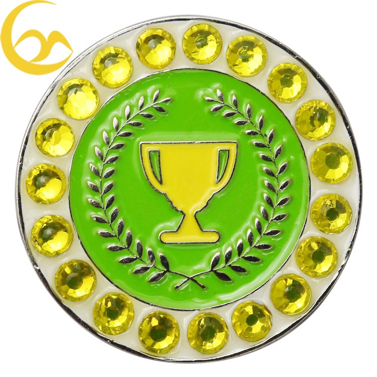 Custom crystal stones ball markers metal golf ball marker