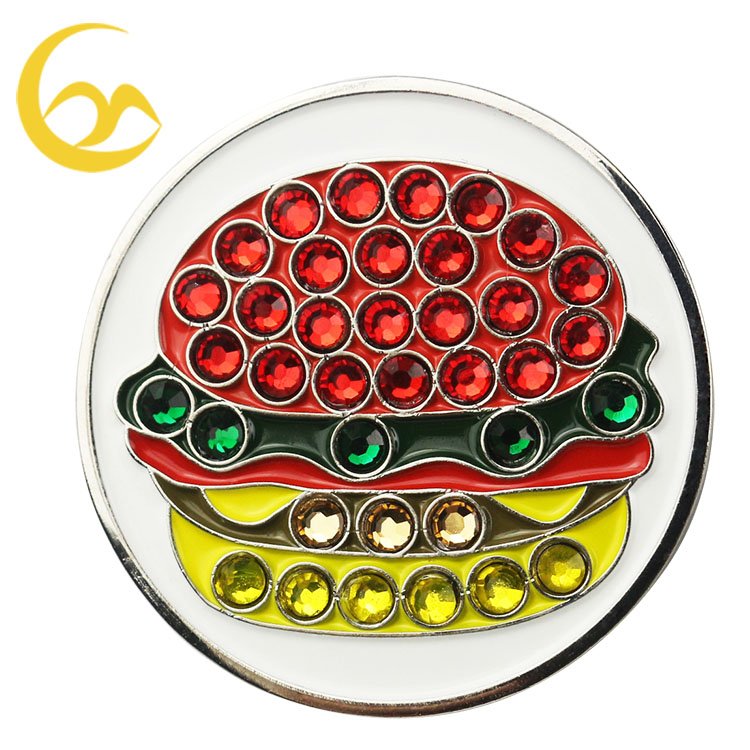 Custom crystal stones ball markers metal golf ball marker