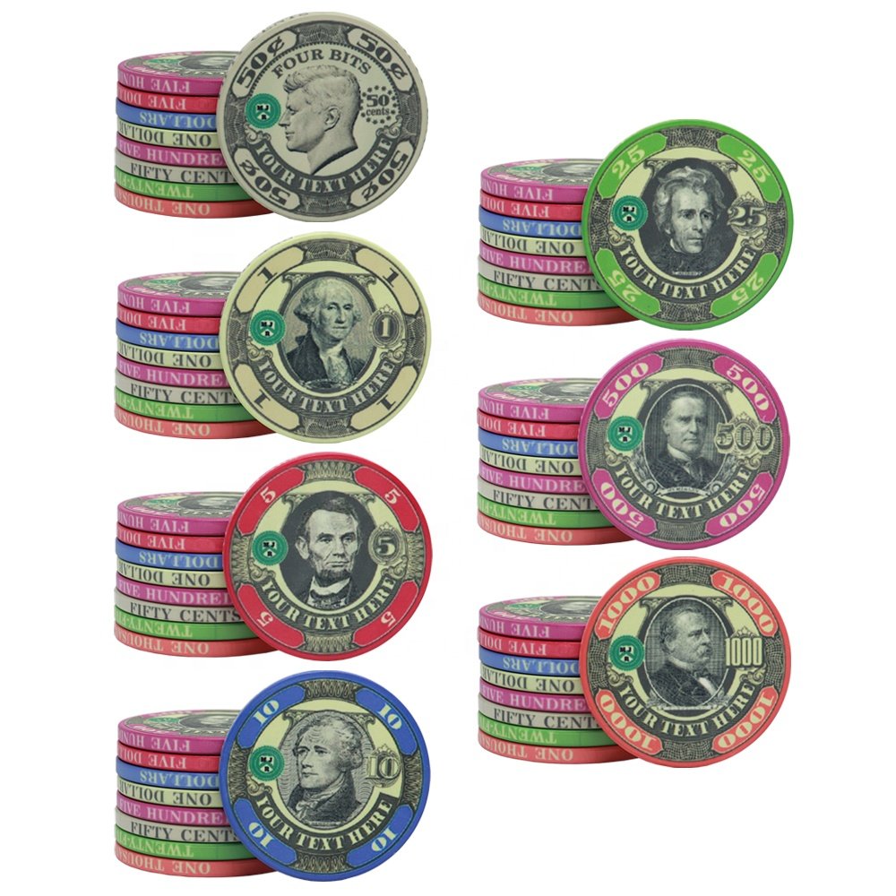 Wholesale 10g presidents poker chips US dollars 39 43 45 46 48.5 50 52 55mm custom cash value manufacture for casino table game