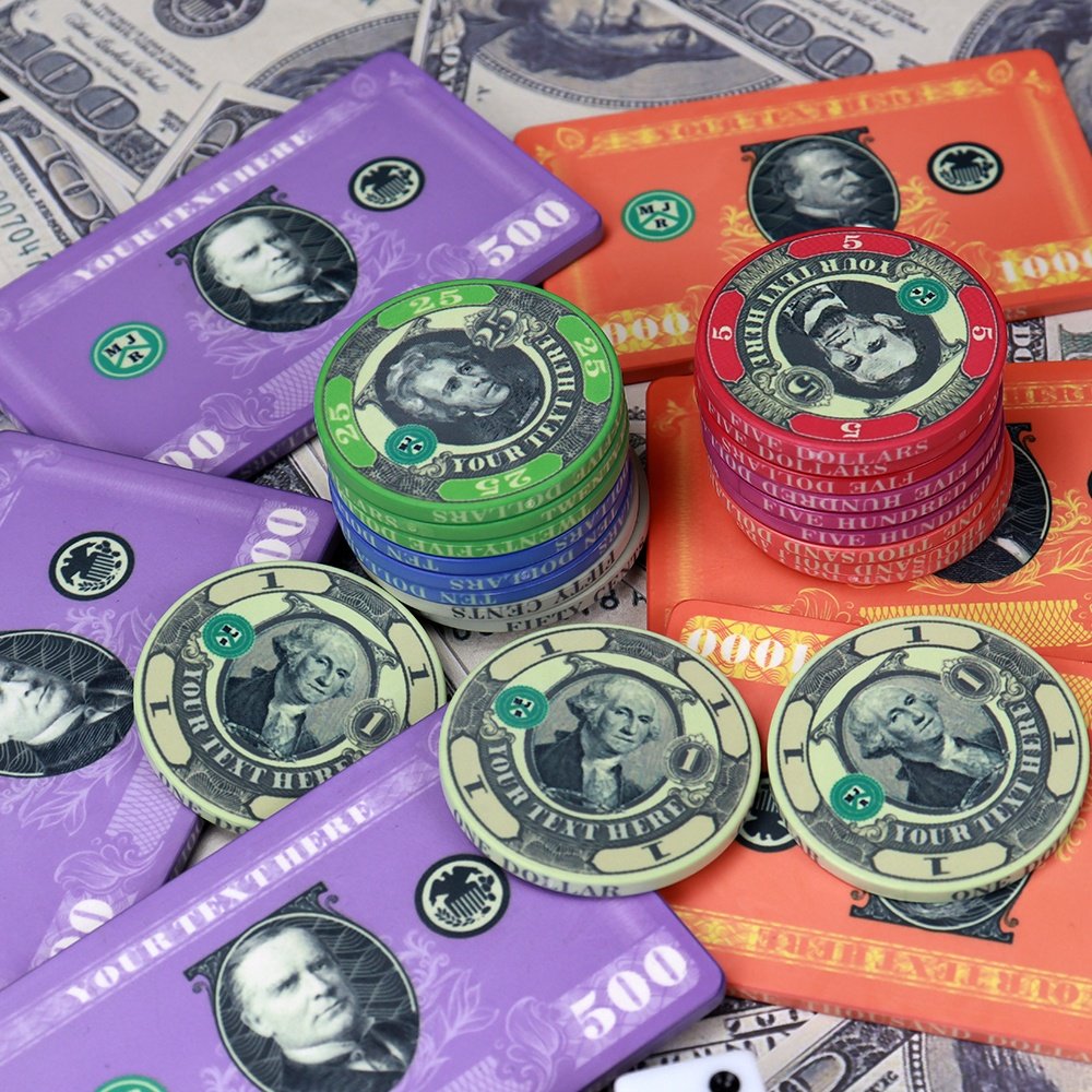 Wholesale 10g presidents poker chips US dollars 39 43 45 46 48.5 50 52 55mm custom cash value manufacture for casino table game