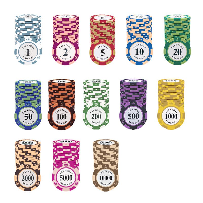 Crown Texas Hold'em Mahjong Clay Chips Set Guandan Card Game Tablecloths Aluminum Case Embedded Iron Tablets Plastic Poker Chips