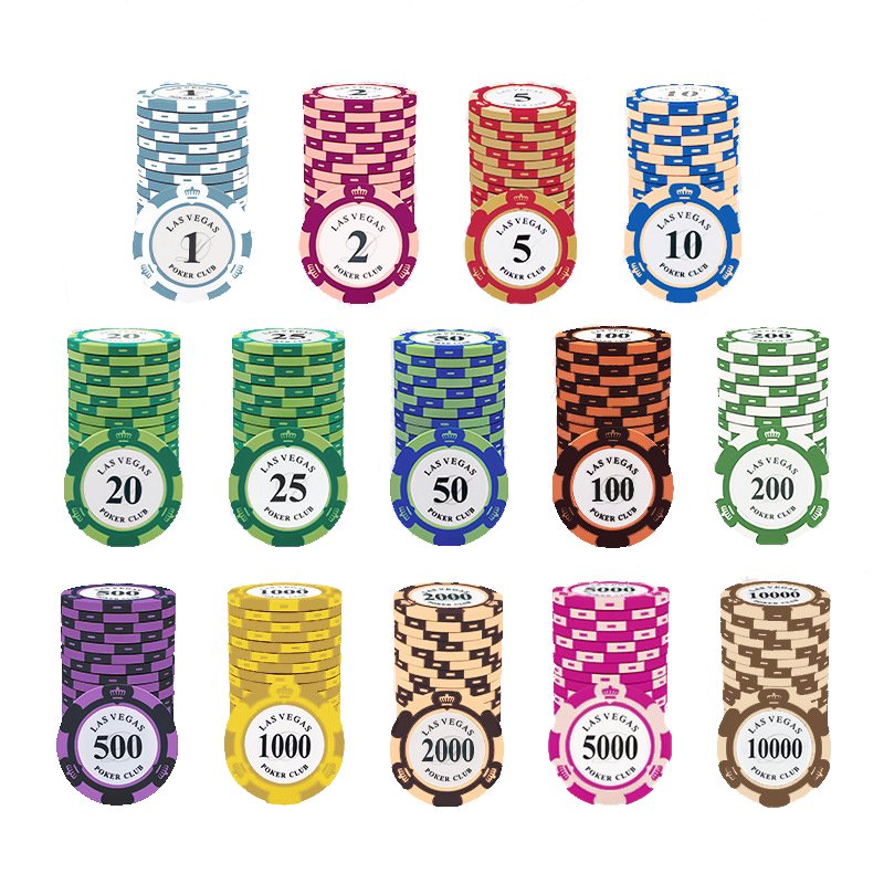 Crown Texas Hold'em Mahjong Clay Chips Set Guandan Card Game Tablecloths Aluminum Case Embedded Iron Tablets Plastic Poker Chips