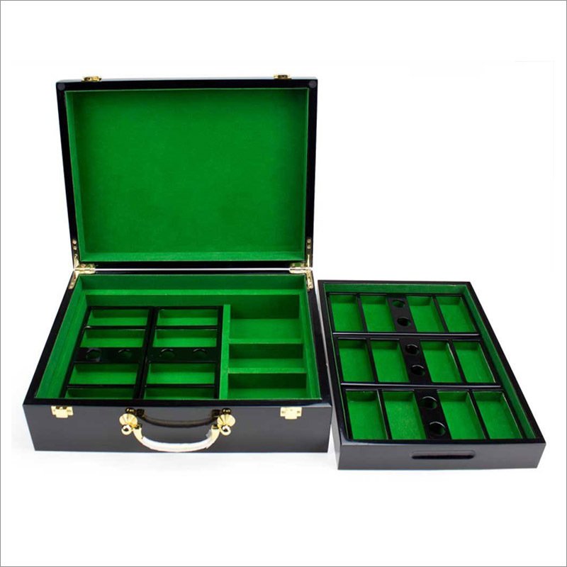 High End Custom Casino Gaming 500pcs Casino Poker Chip Set Box Wooden Suitcase