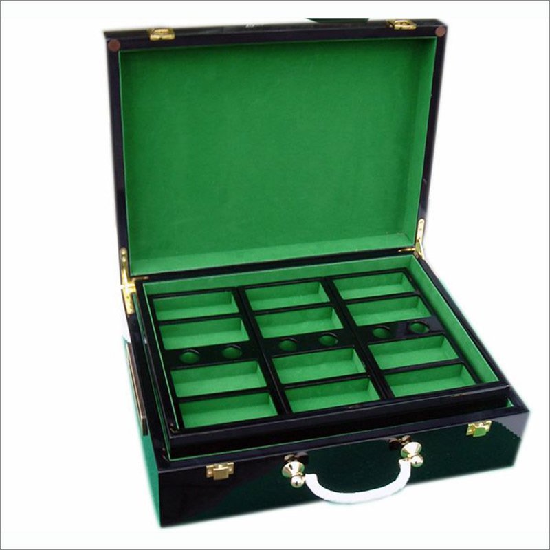 High End Custom Casino Gaming 500pcs Casino Poker Chip Set Box Wooden Suitcase