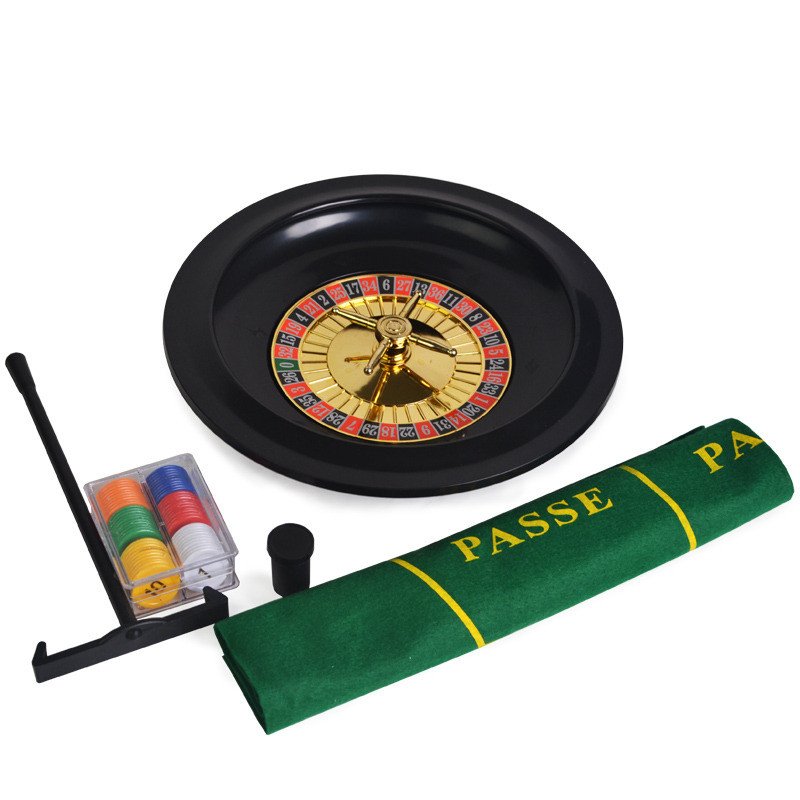 10'' Roulette Poker Chips Set with 60pcs Small Poker Chips & Table Cloth & Chips roulette drinking game set