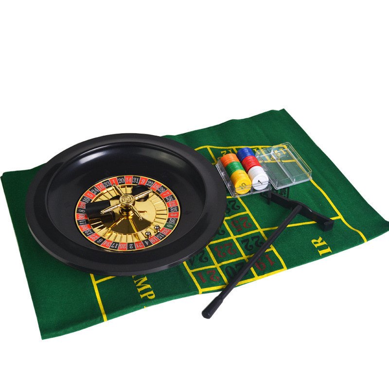 10'' Roulette Poker Chips Set with 60pcs Small Poker Chips & Table Cloth & Chips roulette drinking game set