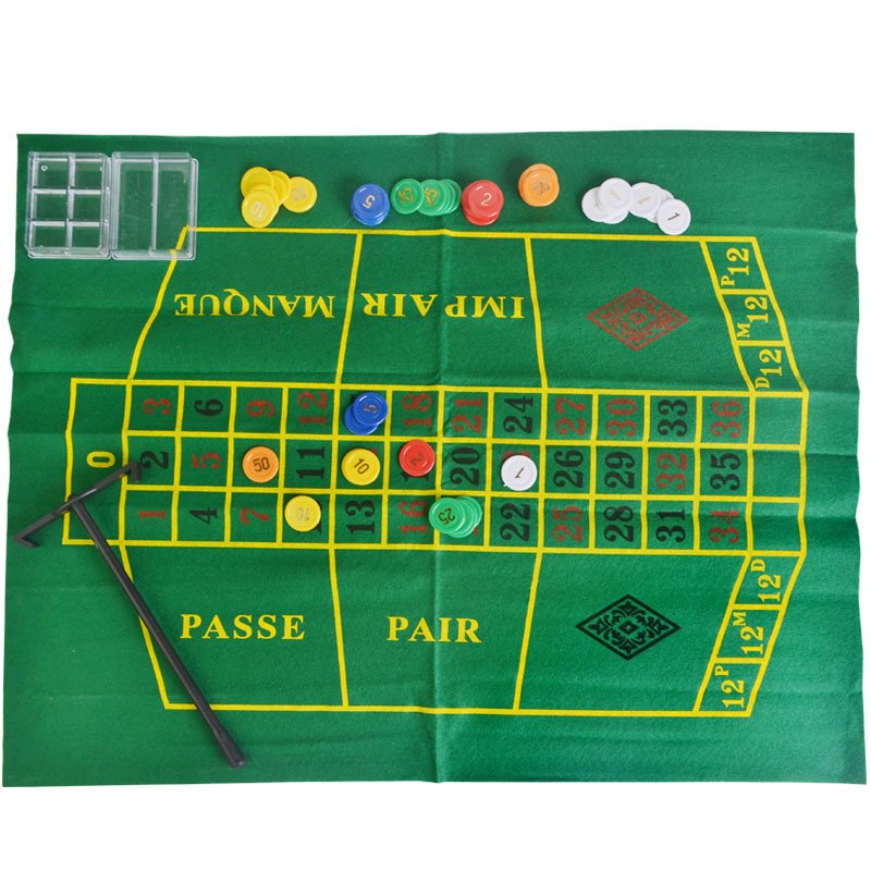 10'' Roulette Poker Chips Set with 60pcs Small Poker Chips & Table Cloth & Chips roulette drinking game set