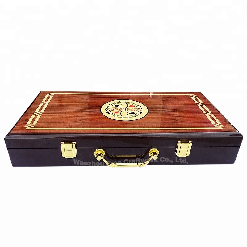 Luxury Malaysia Jetton Packaging Wood Box Wholesale Varnish poker storage Singapore chip wooden Playing Card box