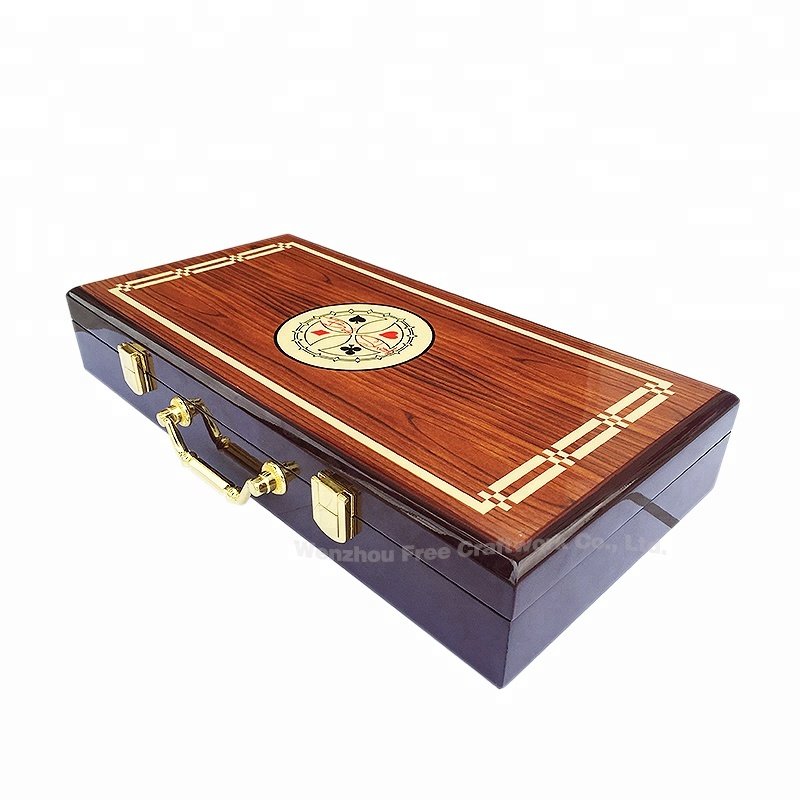 Luxury Malaysia Jetton Packaging Wood Box Wholesale Varnish poker storage Singapore chip wooden Playing Card box