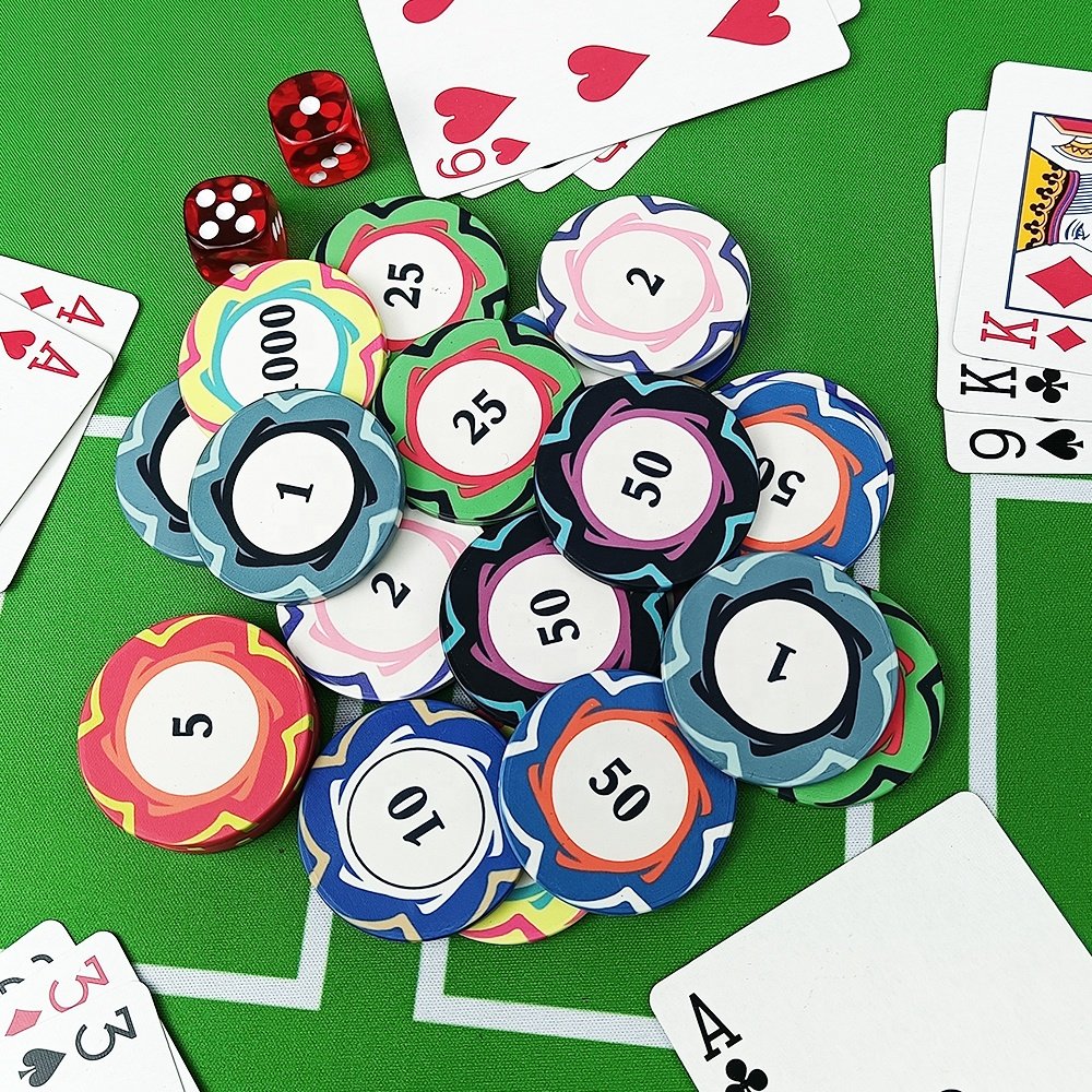 Wholesale colorful 10g ceramic poker chips 39mm cheap custom logo design with your own cash value for other gambling productrs
