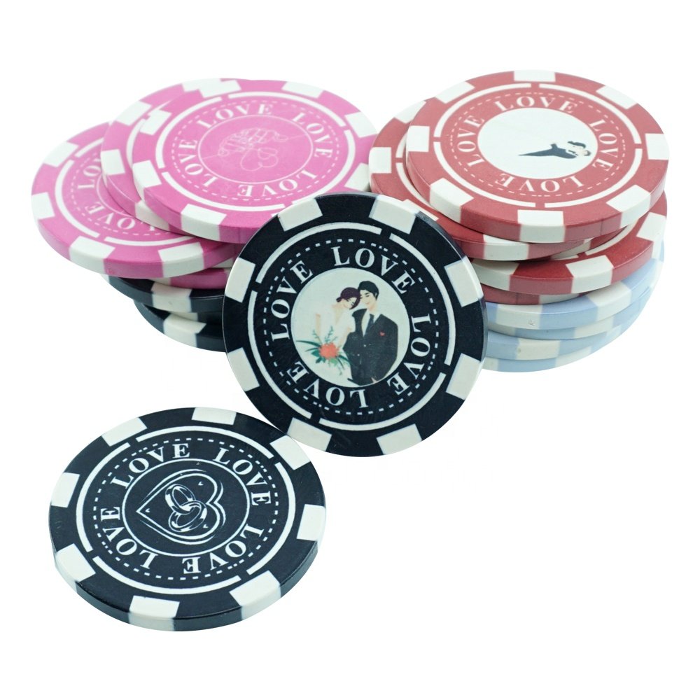 Personalized to custom 39mm polish ceramic poker chips with your wedding photos to commemorate wedding