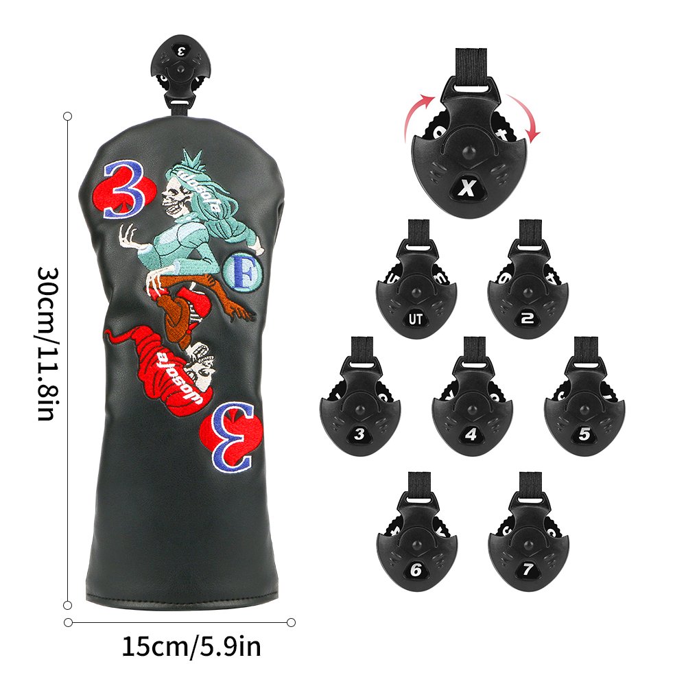 Custom PU Leather Golf Driver Headcover with Embroidery Logo New Design Golf Cover