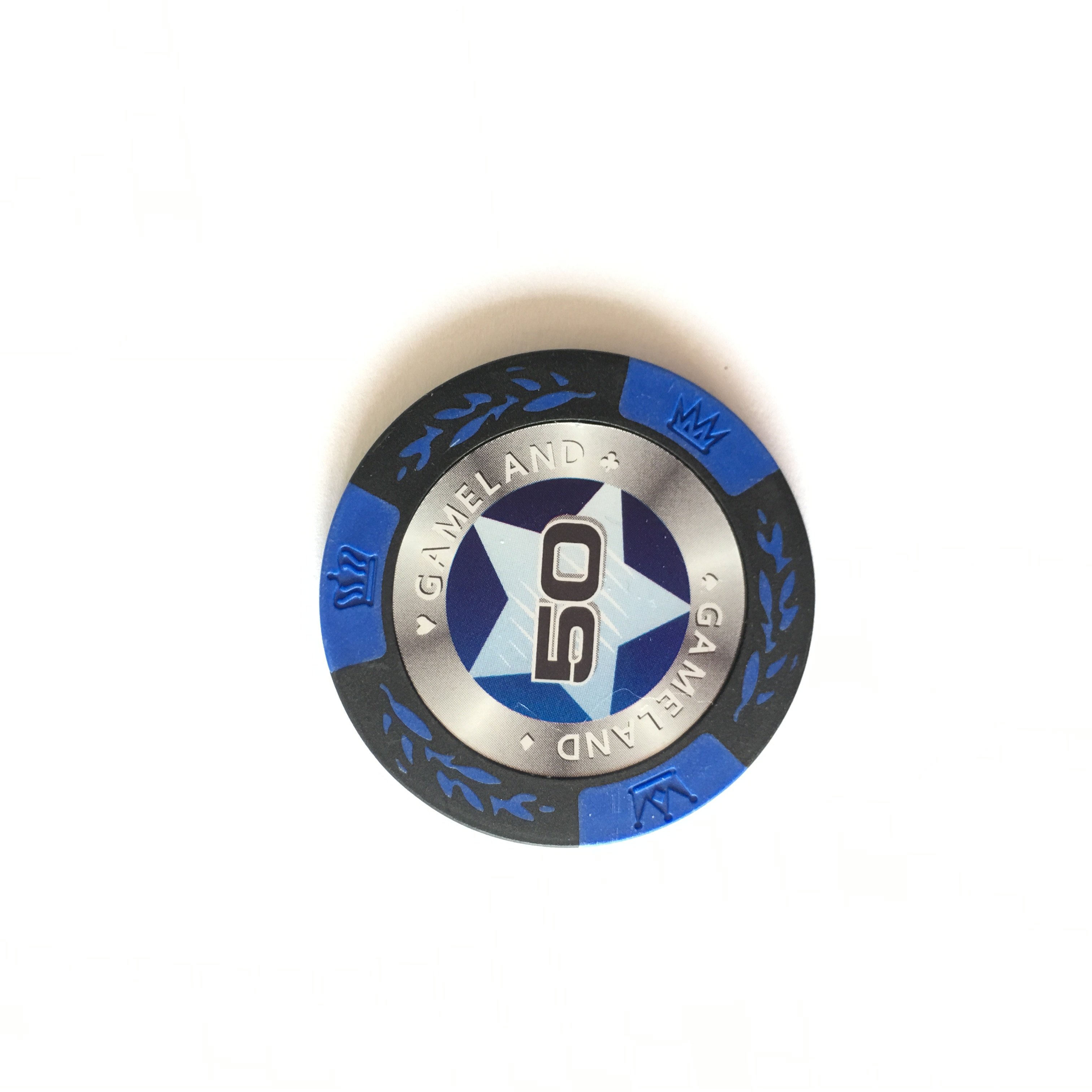Crown Pattern 13.5g Clay Poker Chips with Stickers Casino Gambling