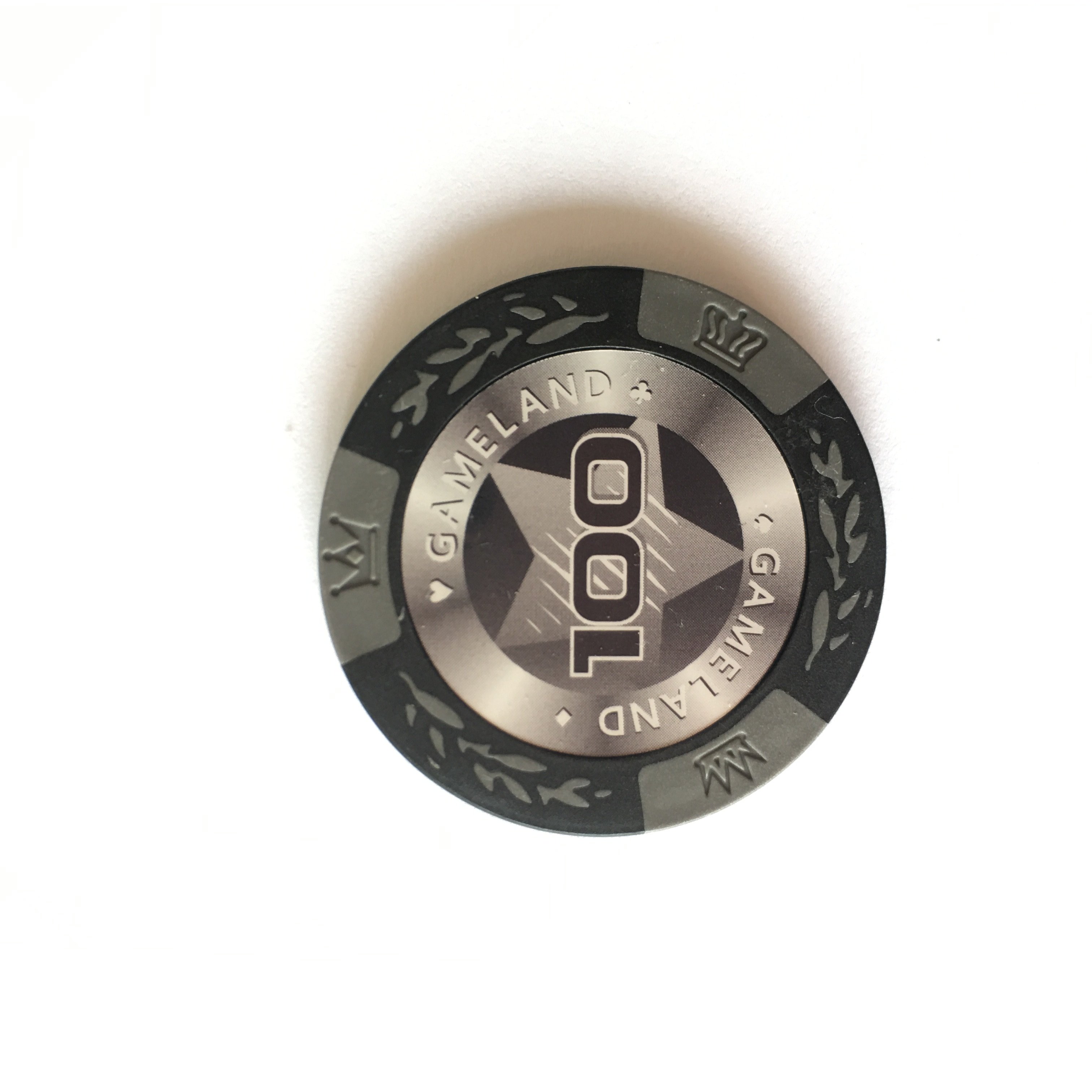 Crown Pattern 13.5g Clay Poker Chips with Stickers Casino Gambling