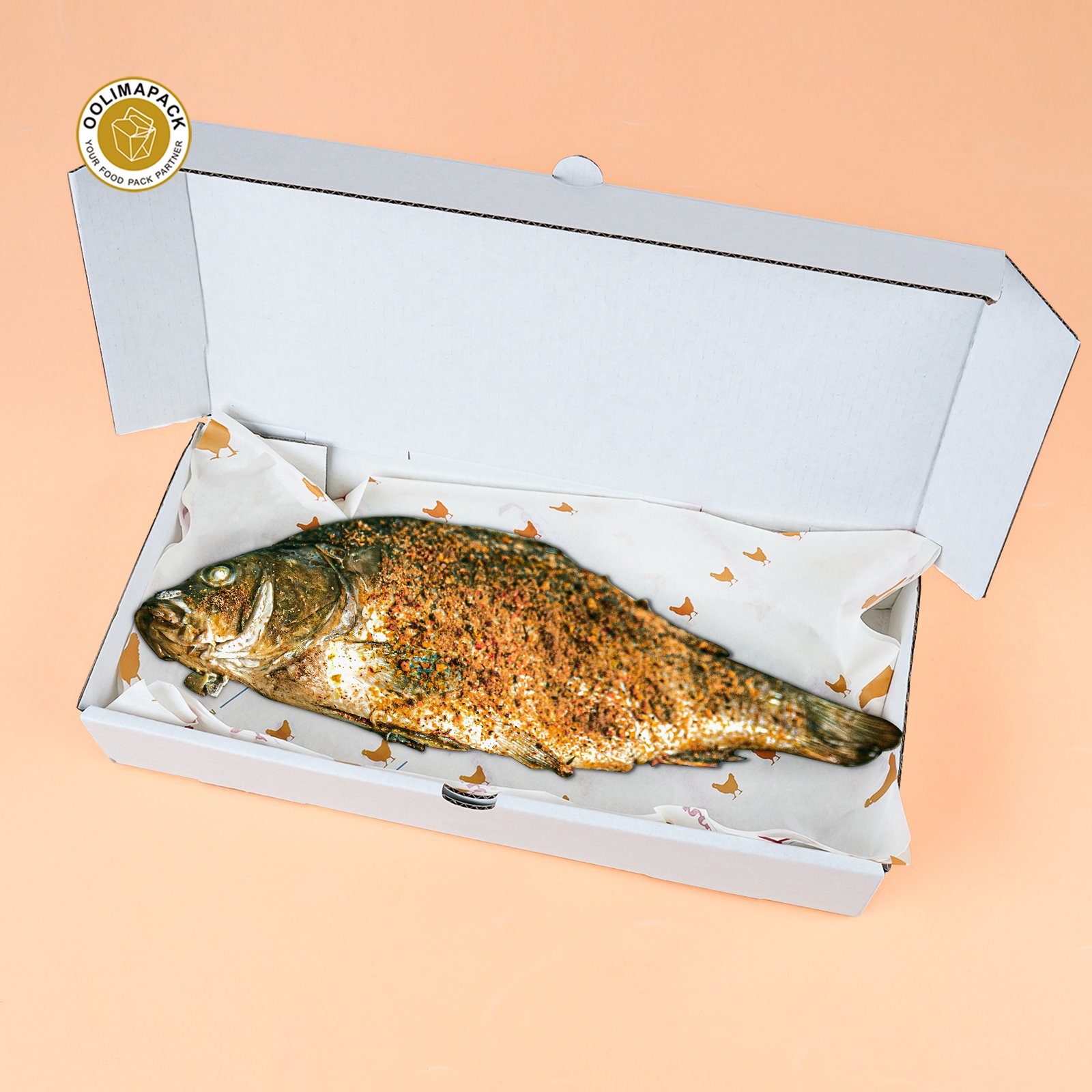 OOLIMA Customization Fish And Poker Chips Paper Box Disposable Printed Packaging Box Fast Food Takeaway Box Packed