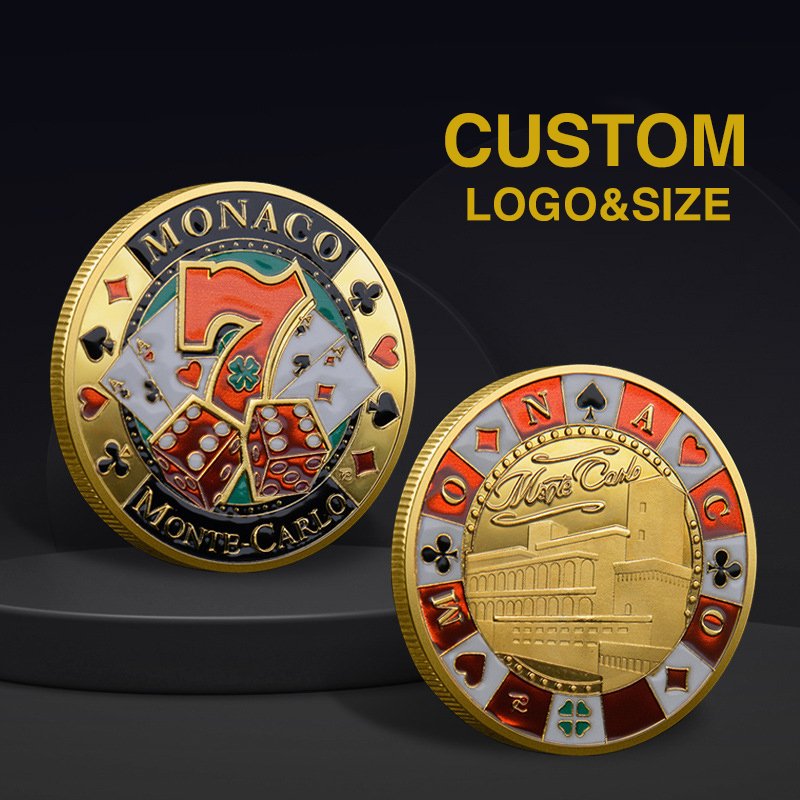 Custom 32mm Casino Poker Number Coin Las Vegas 7 Coin Enamel Metal Poker Chips