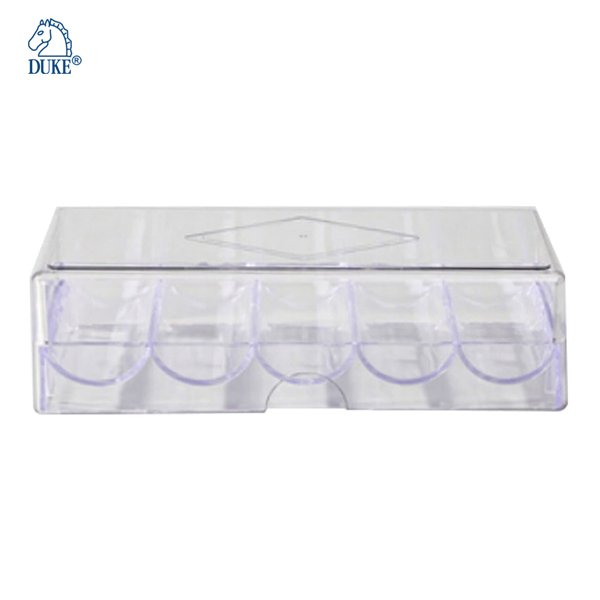 5 Rows Storage Clear Plastic Box 100-200 Poker Chips Set