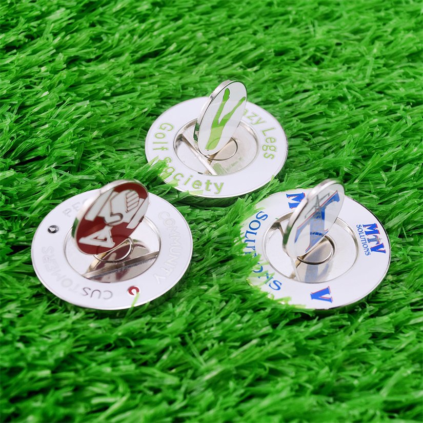 Magnetic Round Golf Ball Marker Custom Logo Metal Embossed Metal with 1 Inch 40mm or Custom Repair Fix Divot Tool YQH-001 CN;GUA