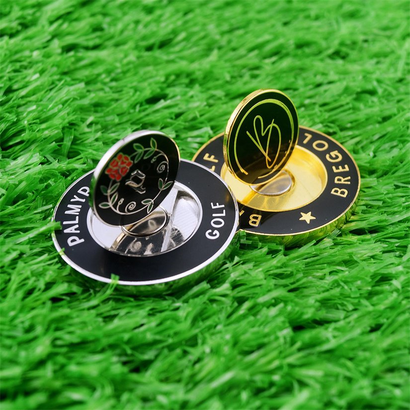 Magnetic Round Golf Ball Marker Custom Logo Metal Embossed Metal with 1 Inch 40mm or Custom Repair Fix Divot Tool YQH-001 CN;GUA
