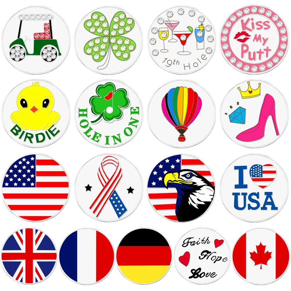 Factory Custom Logo Metal Hat Clip Enamel Magnetic Miniature Golf Ball Marker
