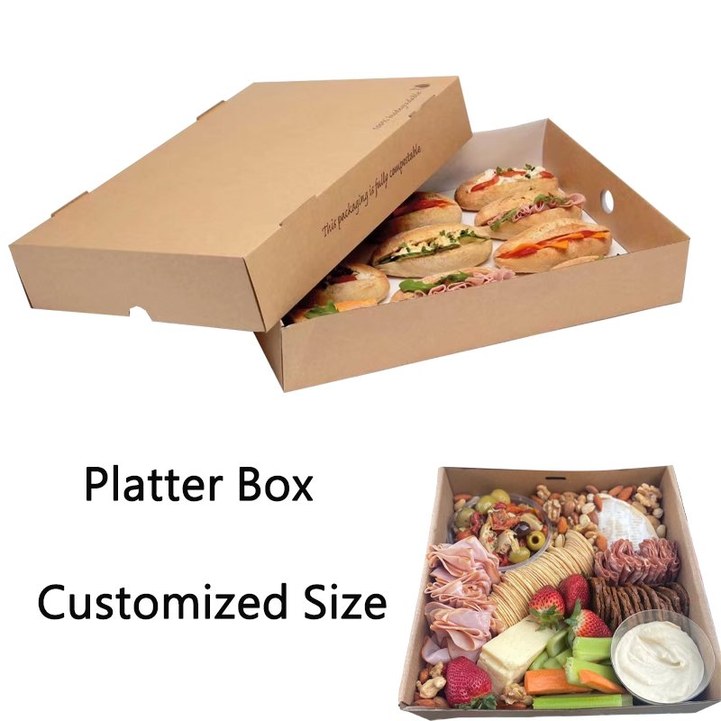 Biodegradable Food Grade Food Brunch Grazing Box Packaging Catering box with Custom Logo Printed