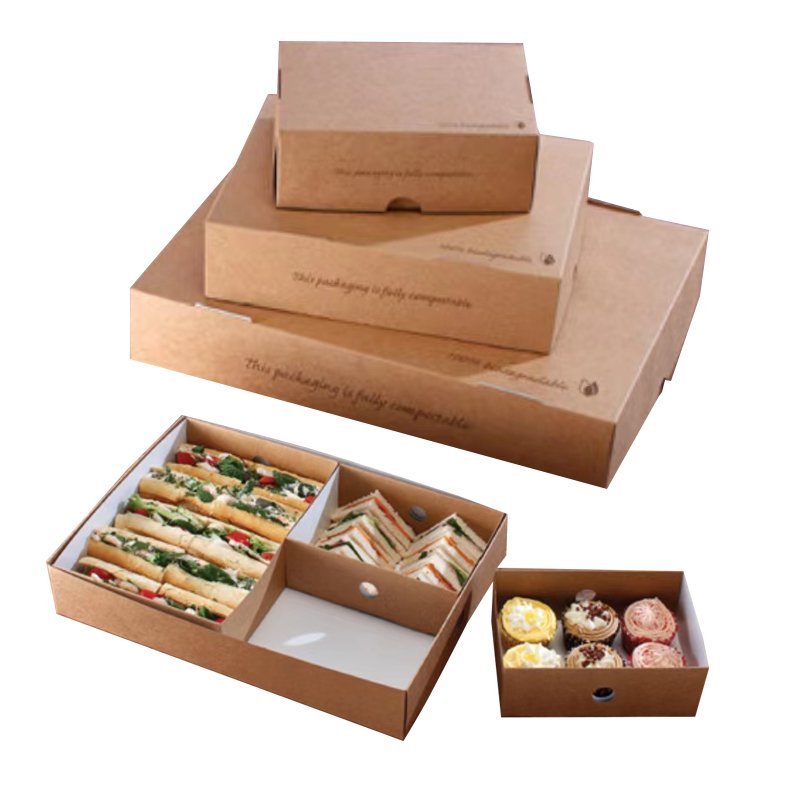 Biodegradable Food Grade Food Brunch Grazing Box Packaging Catering box with Custom Logo Printed
