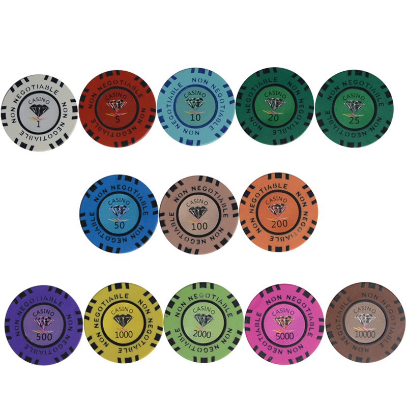Factory 13.5g Sublimation Blank Premium Venerati Ept Ceramic Clay Monte Pokerchips Set for Custom Flush Poker Chip