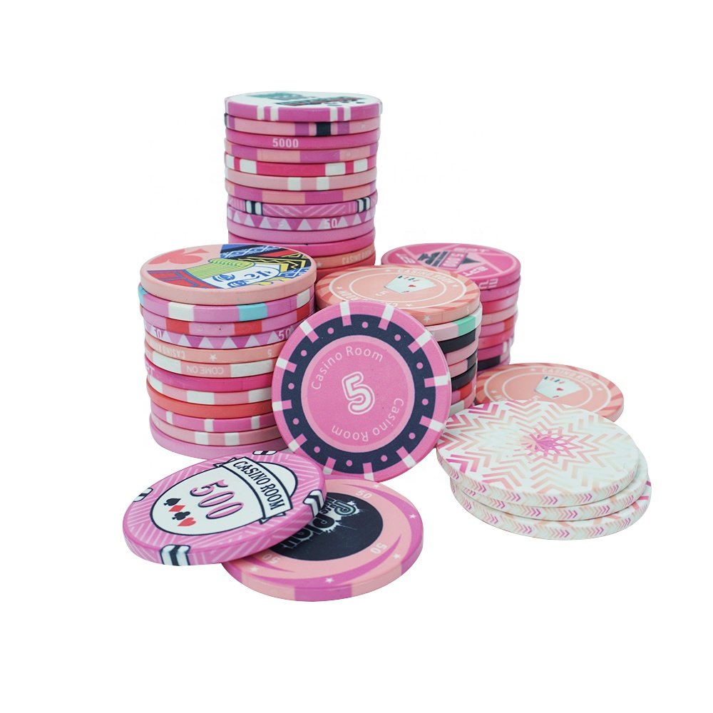 Premium 10g ceramic pink series poker chips diameter custom modern design 39 43 45 46 48.5 50 52 55mm for casino poker game