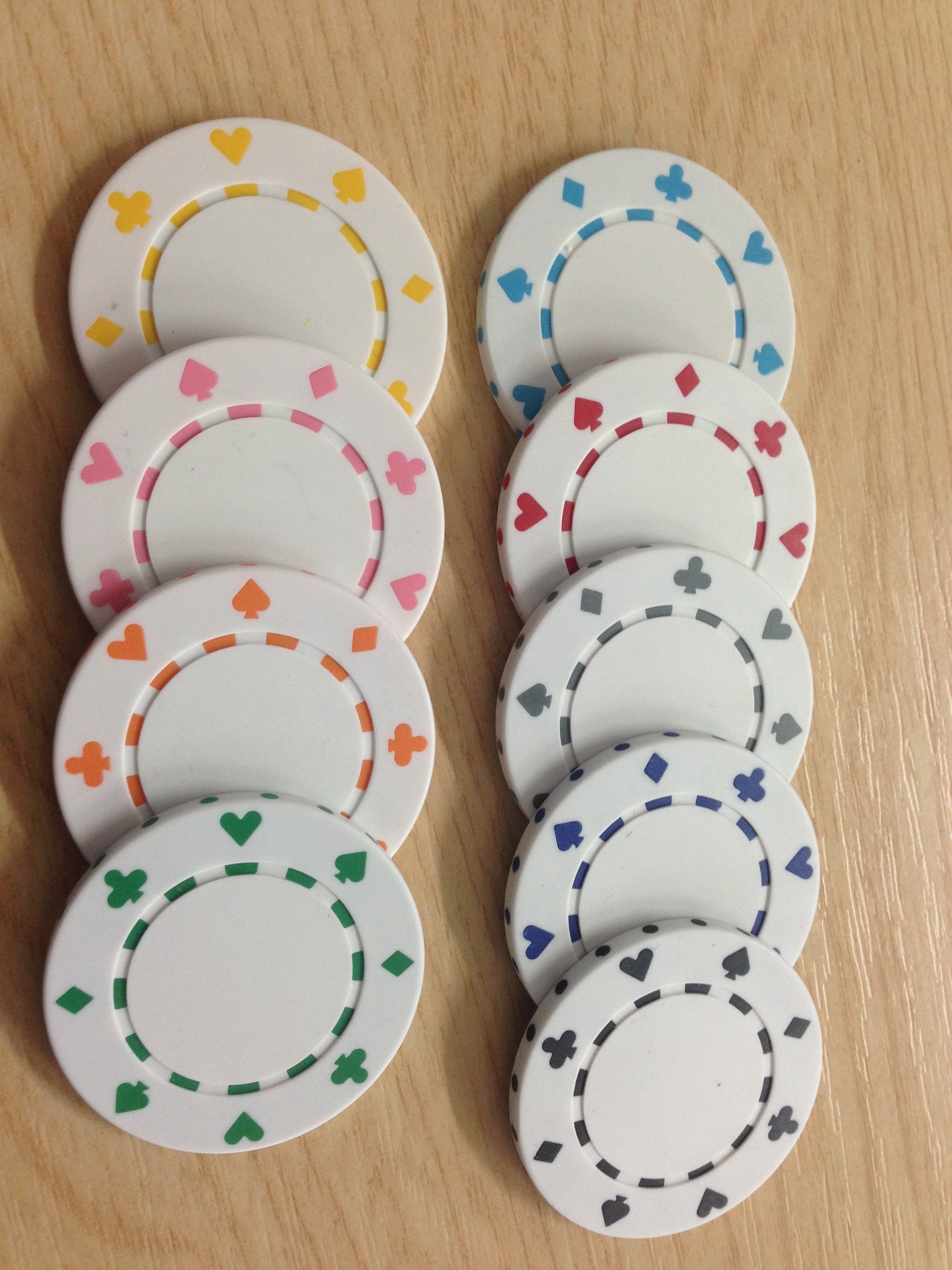 2 tone cheap abs poker chips with printed logo