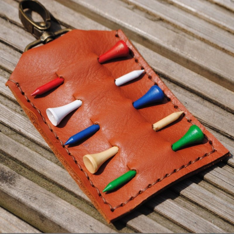 Golf tees holder golf bag PU tag golf tees storage leather tag leather hanger