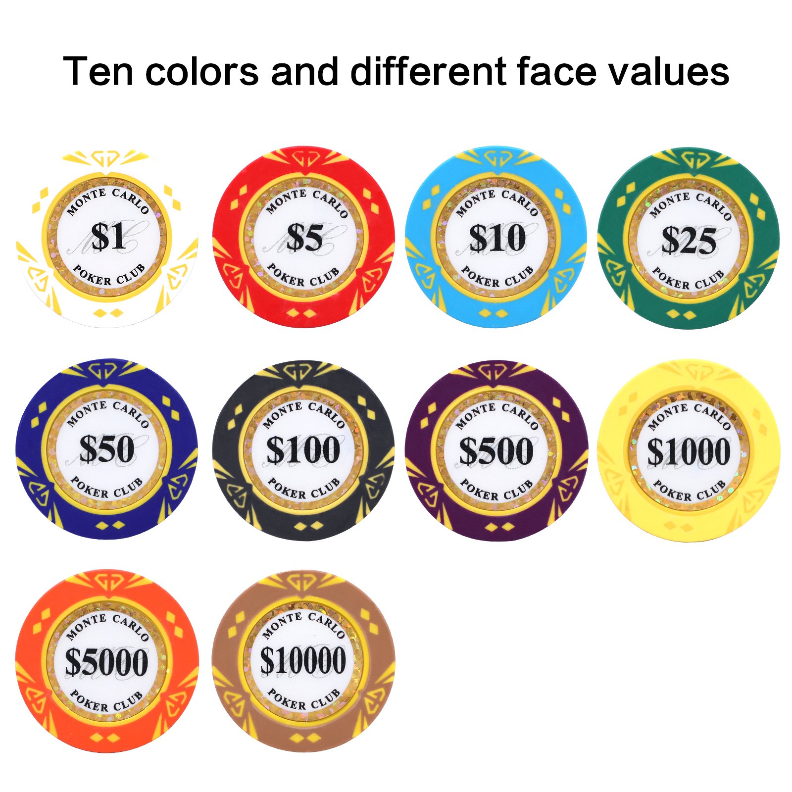 New Arrival 14g Poker Chips Clay Casino Custom Set 40mm Coin Las Vegas Inner Metal with Trim Sticker Poker Chips Manufacturer
