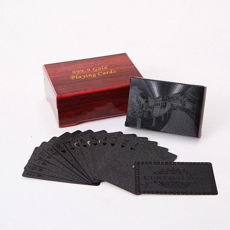 2024 Luxury Gold Foil Dollar Plastic Poker Smooth Waterproof Black Playing Cards Gold Plated Creative Paper Gift Durable Poker