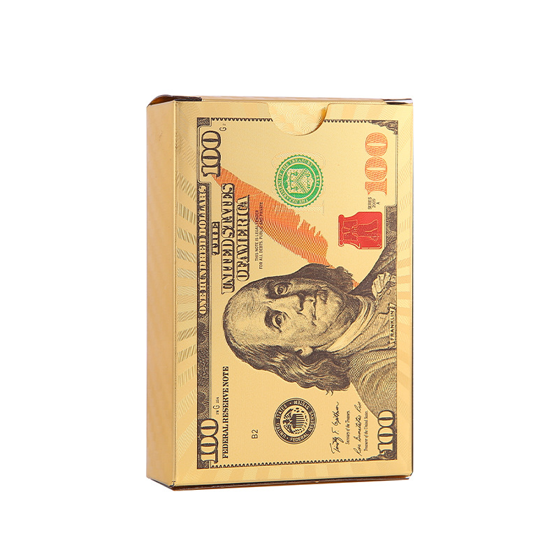 2024 Luxury Gold Foil Dollar Plastic Poker Smooth Waterproof Black Playing Cards Gold Plated Creative Paper Gift Durable Poker