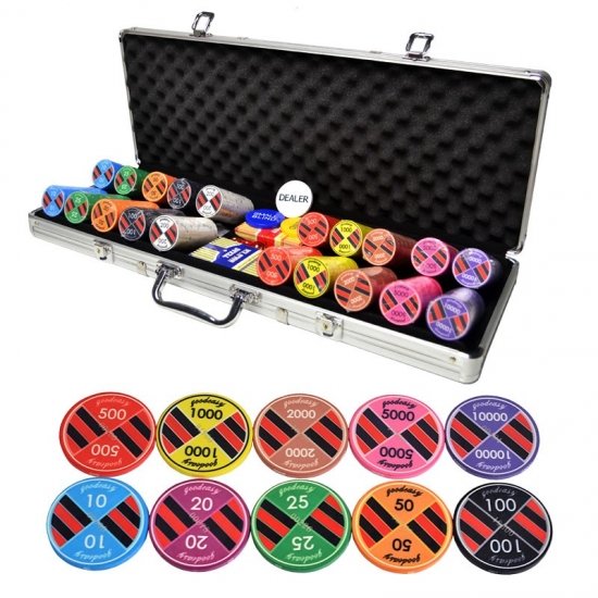 Poker Chips Set 500pcs Aluminium Case Packaging OEM custom poker chips