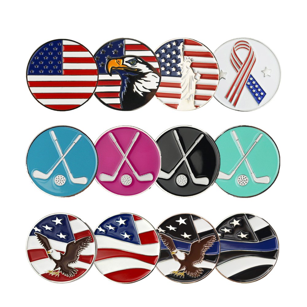 wholesale metal ball marker golf custom golf ball markers for golf poker chip/ golf hat clip/ golf divot tool and golf glove