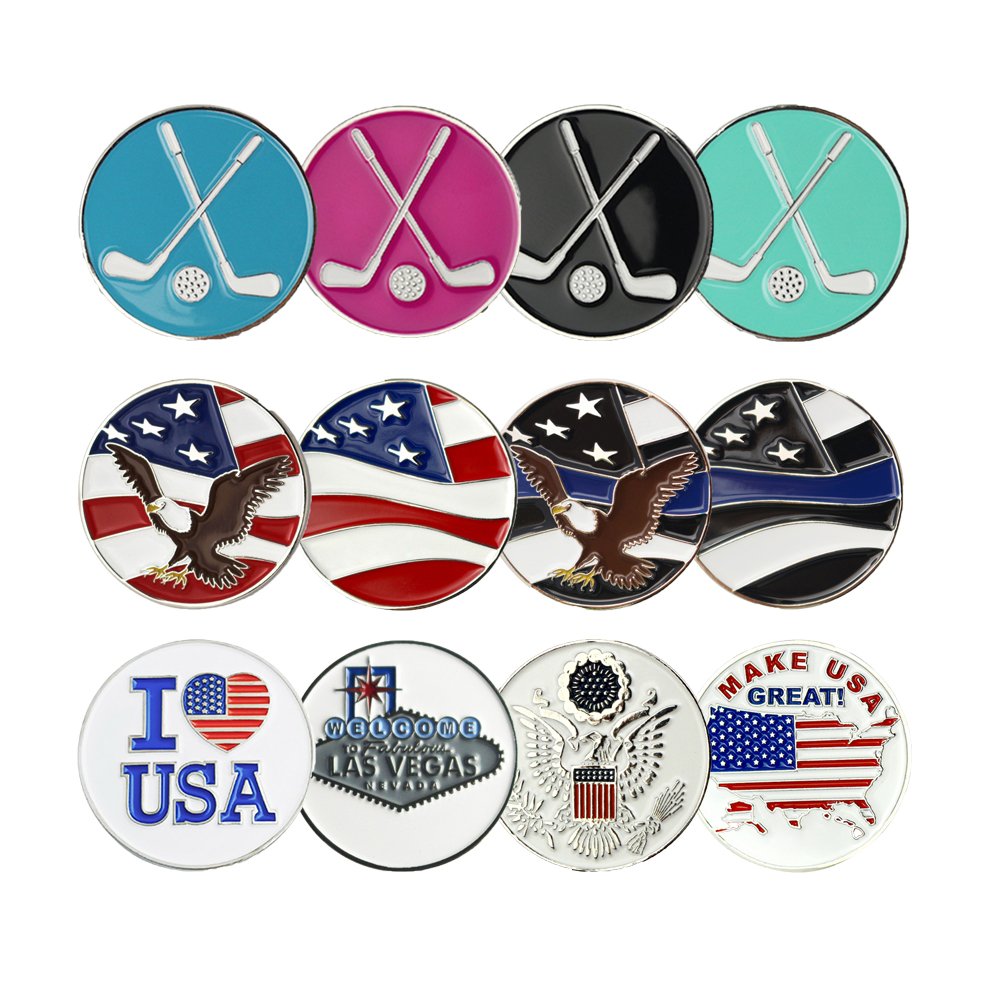 wholesale metal ball marker golf custom golf ball markers for golf poker chip/ golf hat clip/ golf divot tool and golf glove